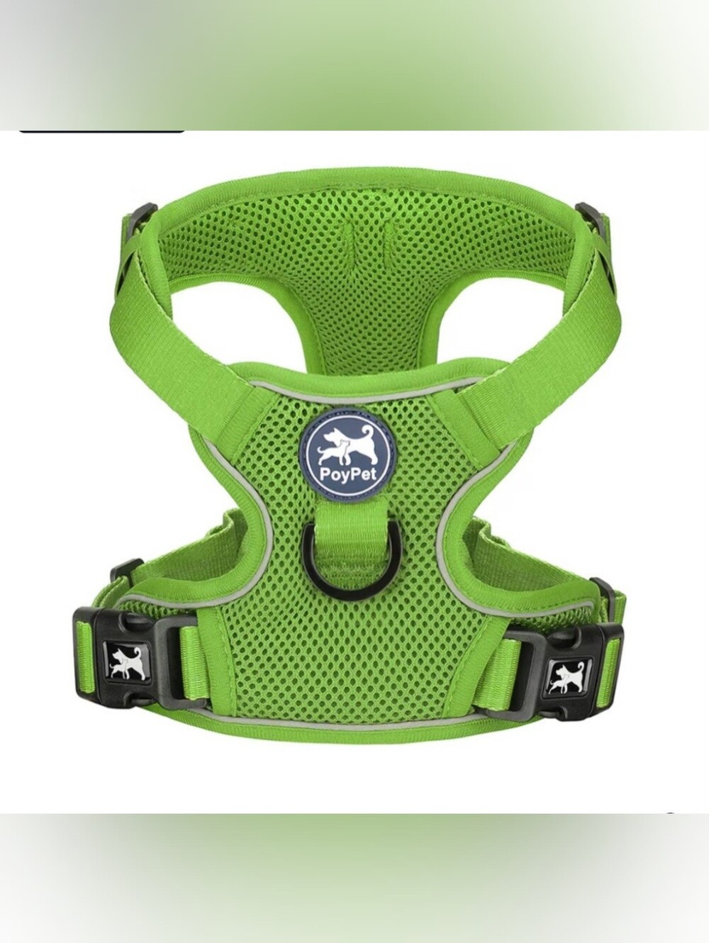 Green Mesh Dog Harness - Comfortable No-Pull Vest, Size Small, Reflective